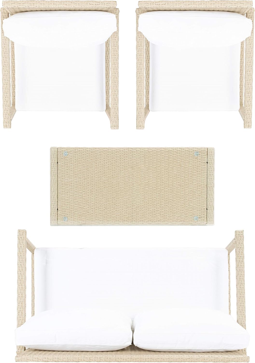 Mesa Outdoor Garden Balcony Sofa Set 2 Seater , 2 Single Seater 1 Center Table Set (Cream)