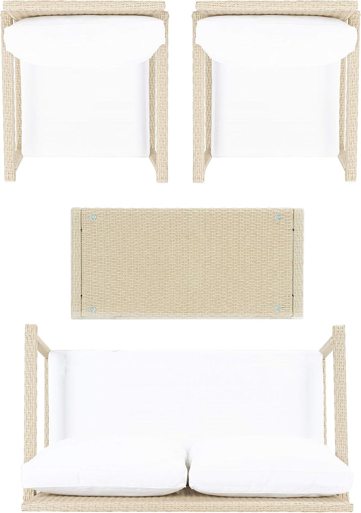 Mesa Outdoor Garden Balcony Sofa Set 2 Seater , 2 Single Seater 1 Center Table Set (Cream)