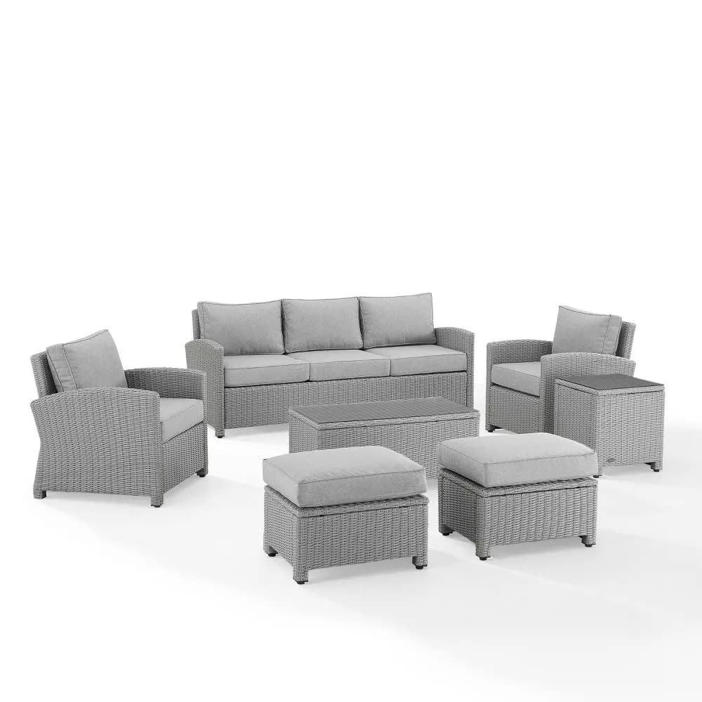 Bien Outdoor Garden Balcony Sofa Set 3 Seater, 2 Single seater, 2 Ottoman and 1 Center Table Conversation Set (Grey)