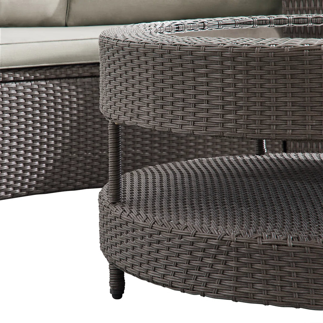 Vimi Outdoor Patio Sofa Set 6 seater and 1 Center Table (Dark brown)