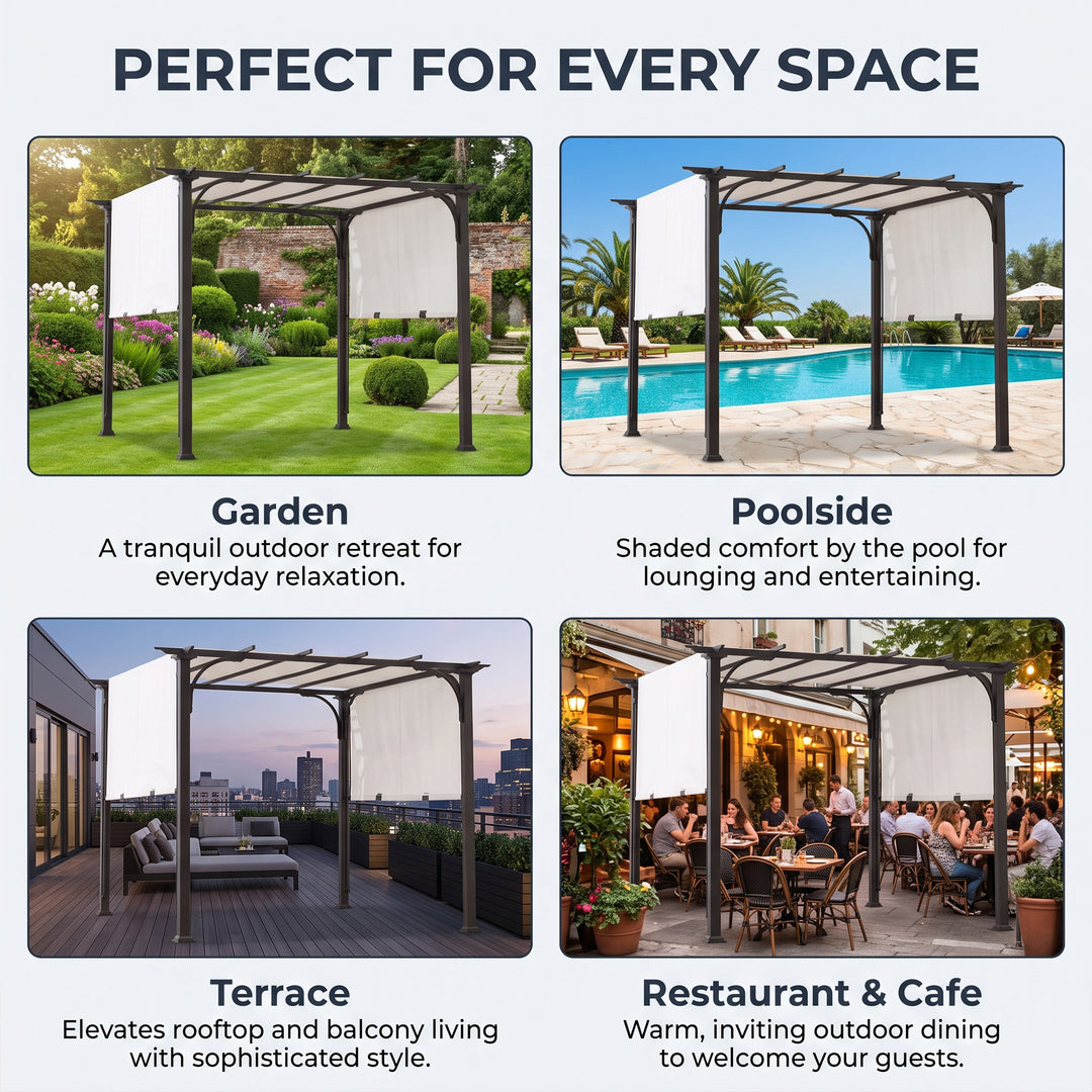 Briana Outdoor Pergola For Garden,Terrace (Black)