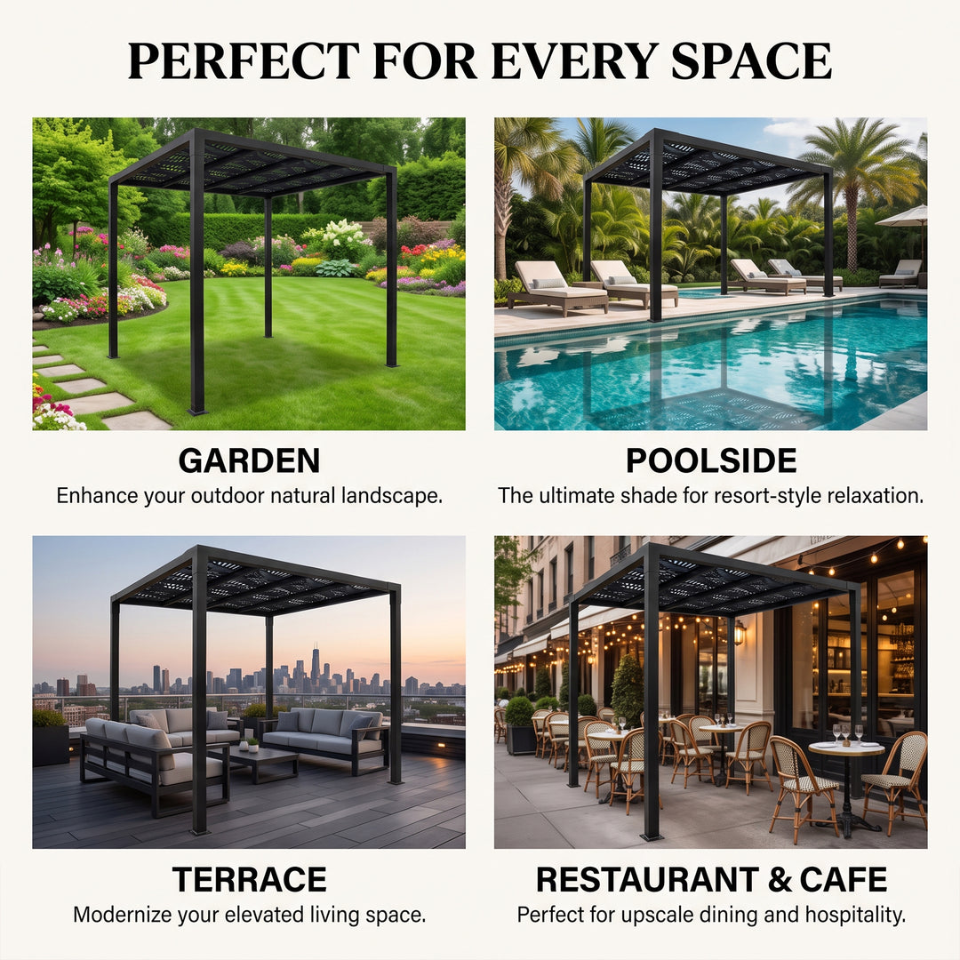 Perlita Outdoor Pergola For Garden ,Terrace (Black)