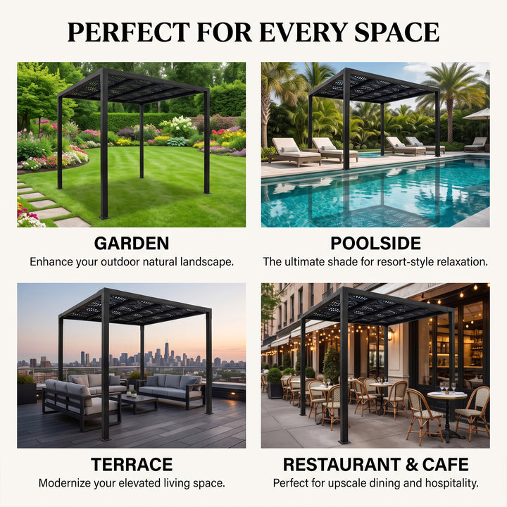 Perlita Outdoor Pergola For Garden ,Terrace (Black)