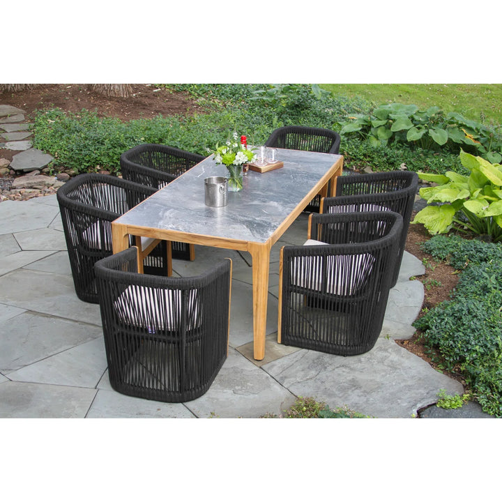 Xini Outdoor Patio Seating Set 6 Chairs and 1 Table Set (Black + Grey)