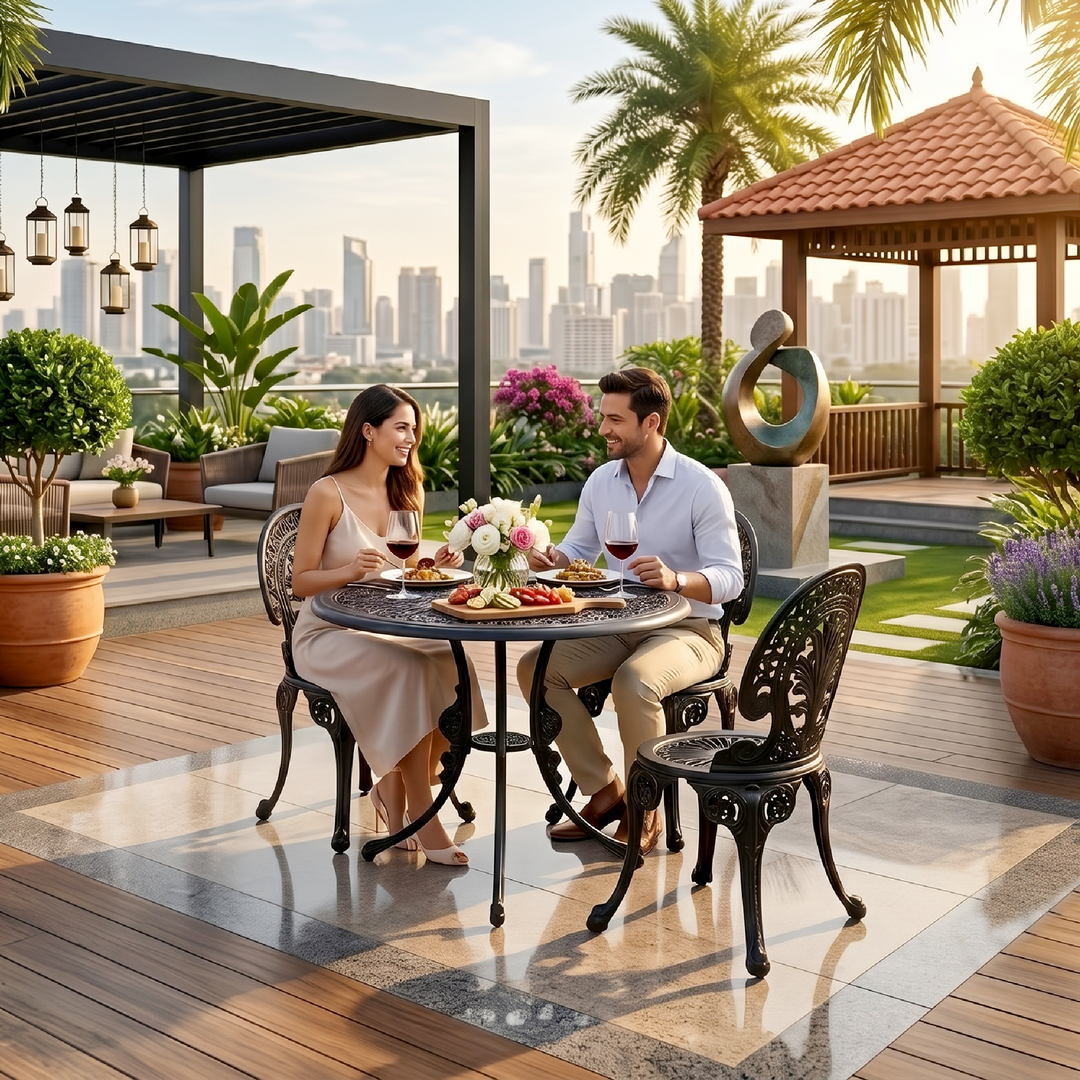 Clux Cast Aluminium Garden Patio Seating 3 Chair and 1 Table Set