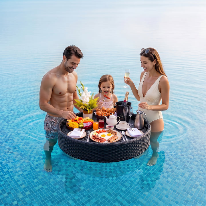 Enciso Luxury Floating Serving Tray For Swimming Pool - Black ( Round )