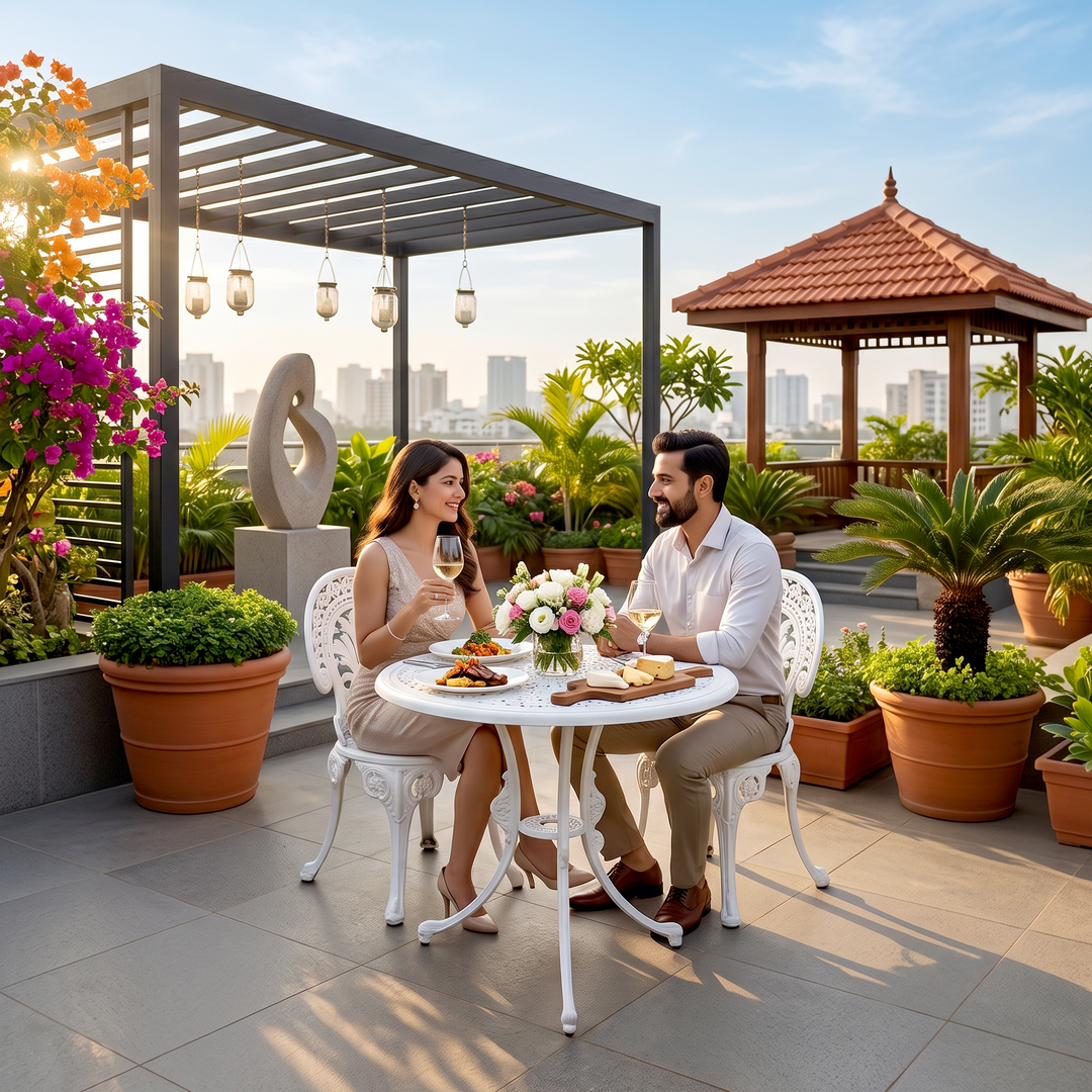 KIYA Cast Aluminium Garden Patio Seating 2 Chair and 1 Table Set