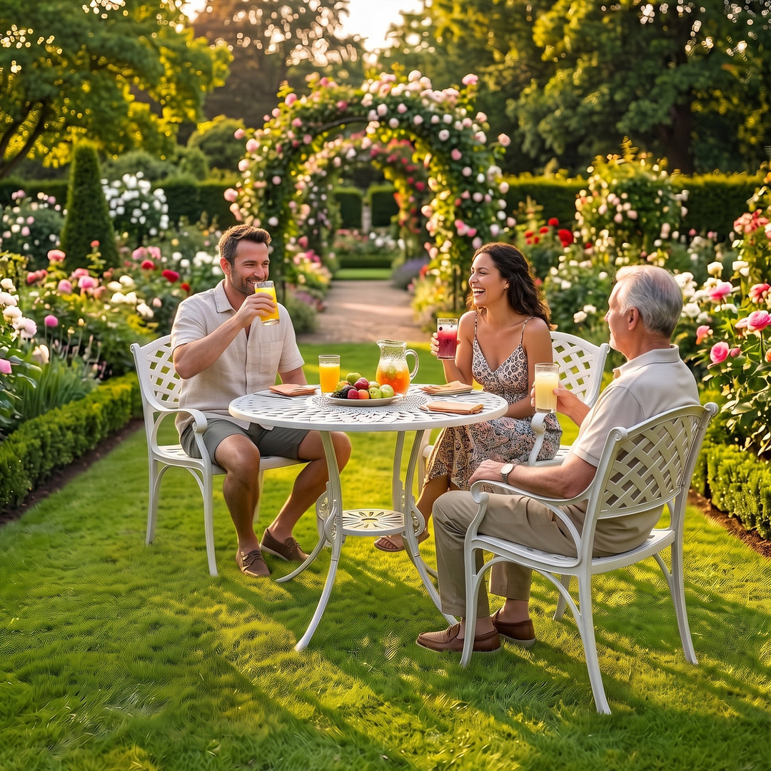 Marino Cast Aluminium Garden Patio Seating 3 Chair and 1 Table Set
