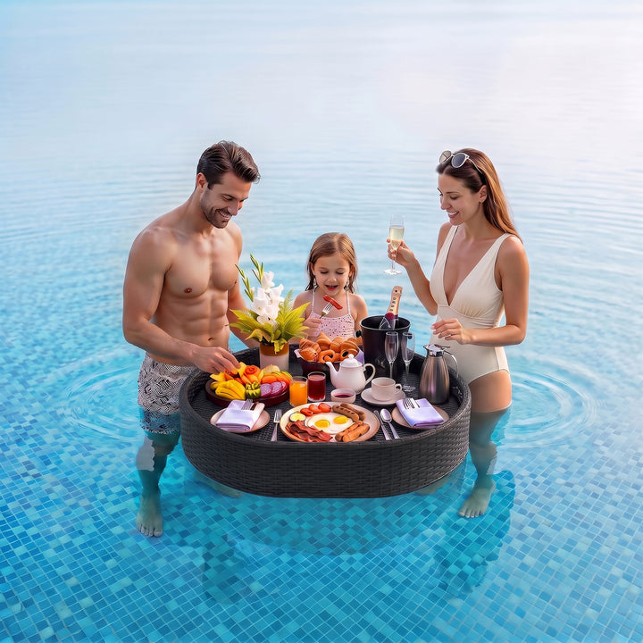 Oval Luxury Floating Serving Tray For Swimming Pool - Black (Oval)