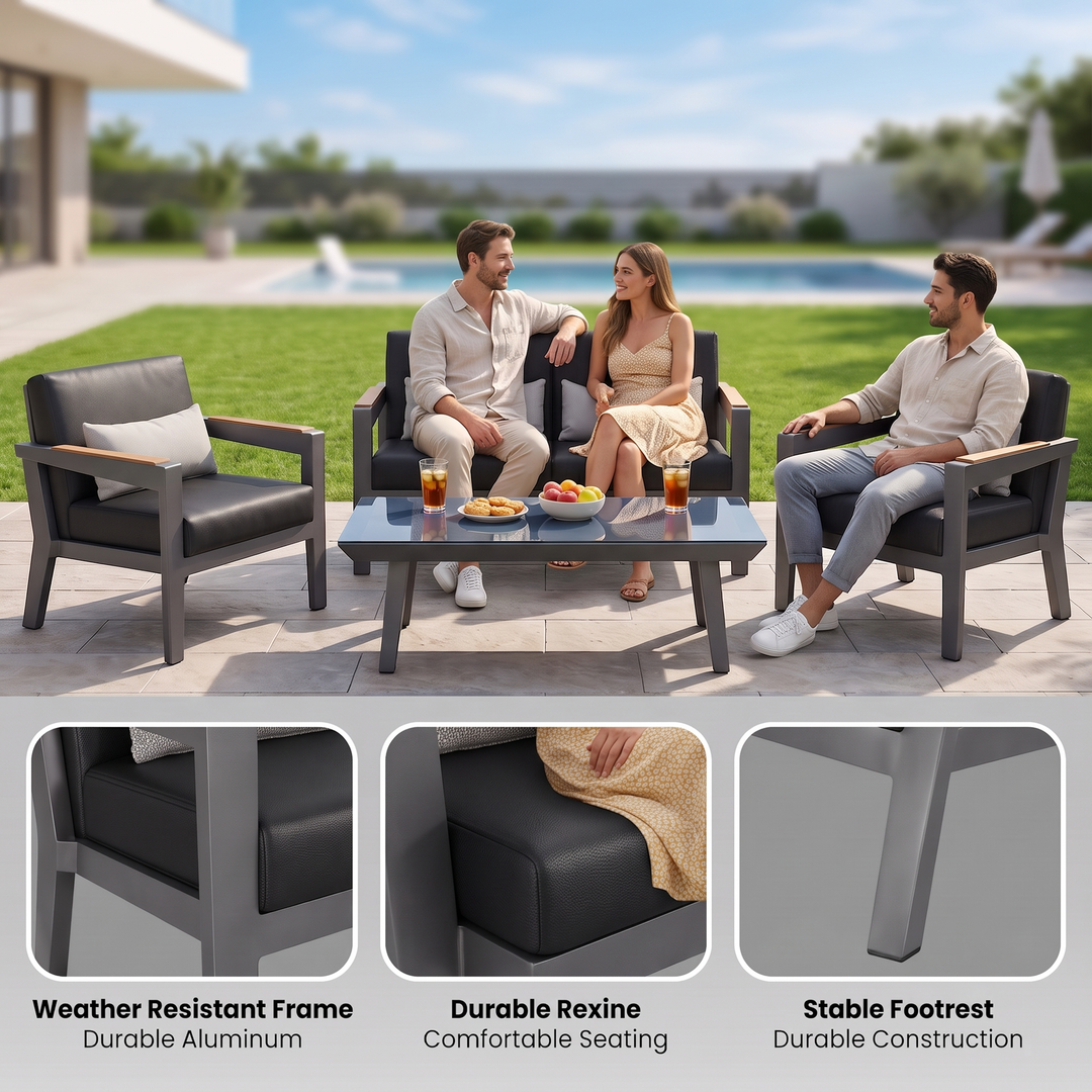 Trevisani Outdoor Sofa Set 2 Seater , 2 Single seater and 1 Center Table (Grey)