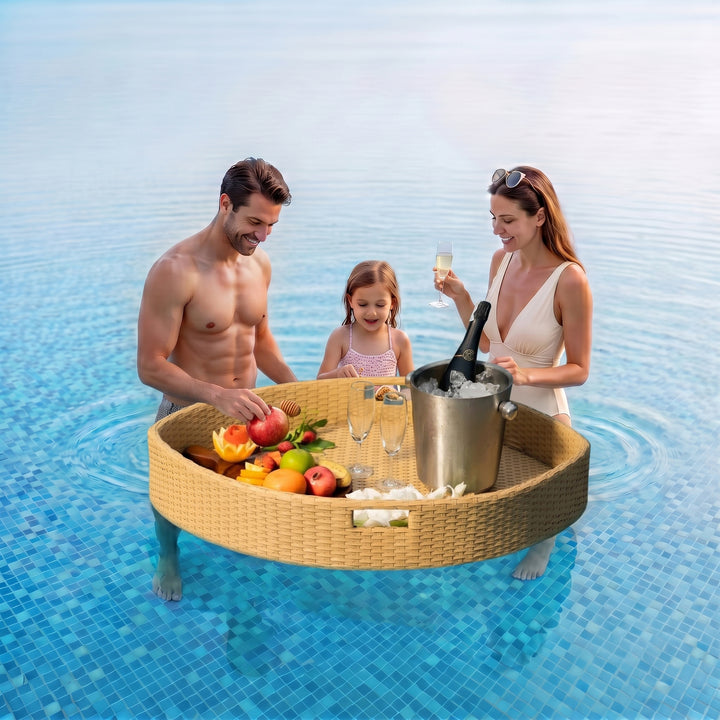 Célia Luxury Floating Serving Tray For Swimming Pool -  Honey (Boat Shape)
