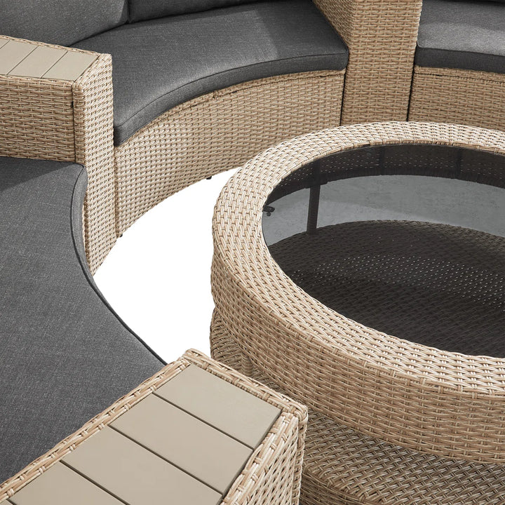 Orca Outdoor Patio Sofa Set 6 seater and 1 Center Table (Light brown)