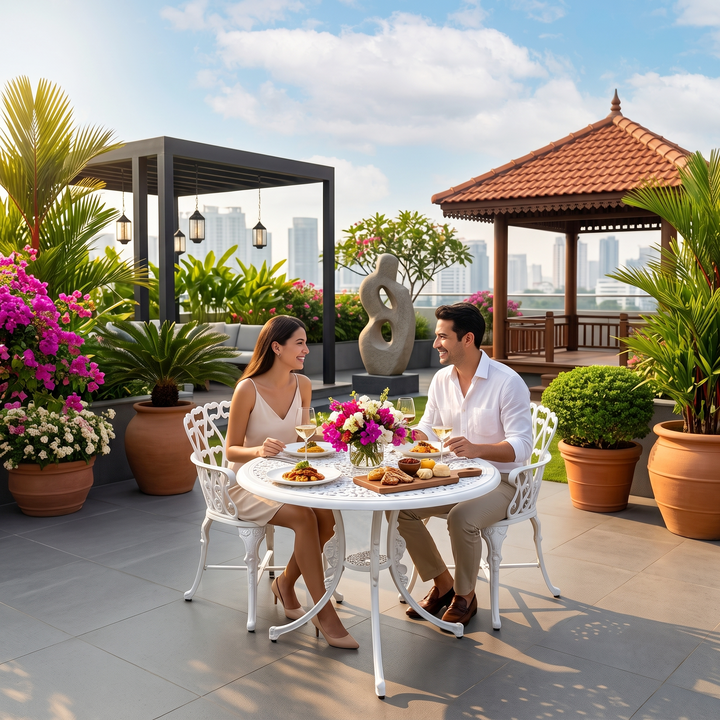 Rino Cast Aluminium Garden Patio Seating 2 Chair and 1 Table Set