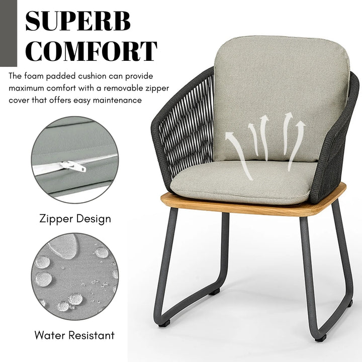 Goen Outdoor Patio Seating Set 4 Chairs and 1 Table Set (Grey)