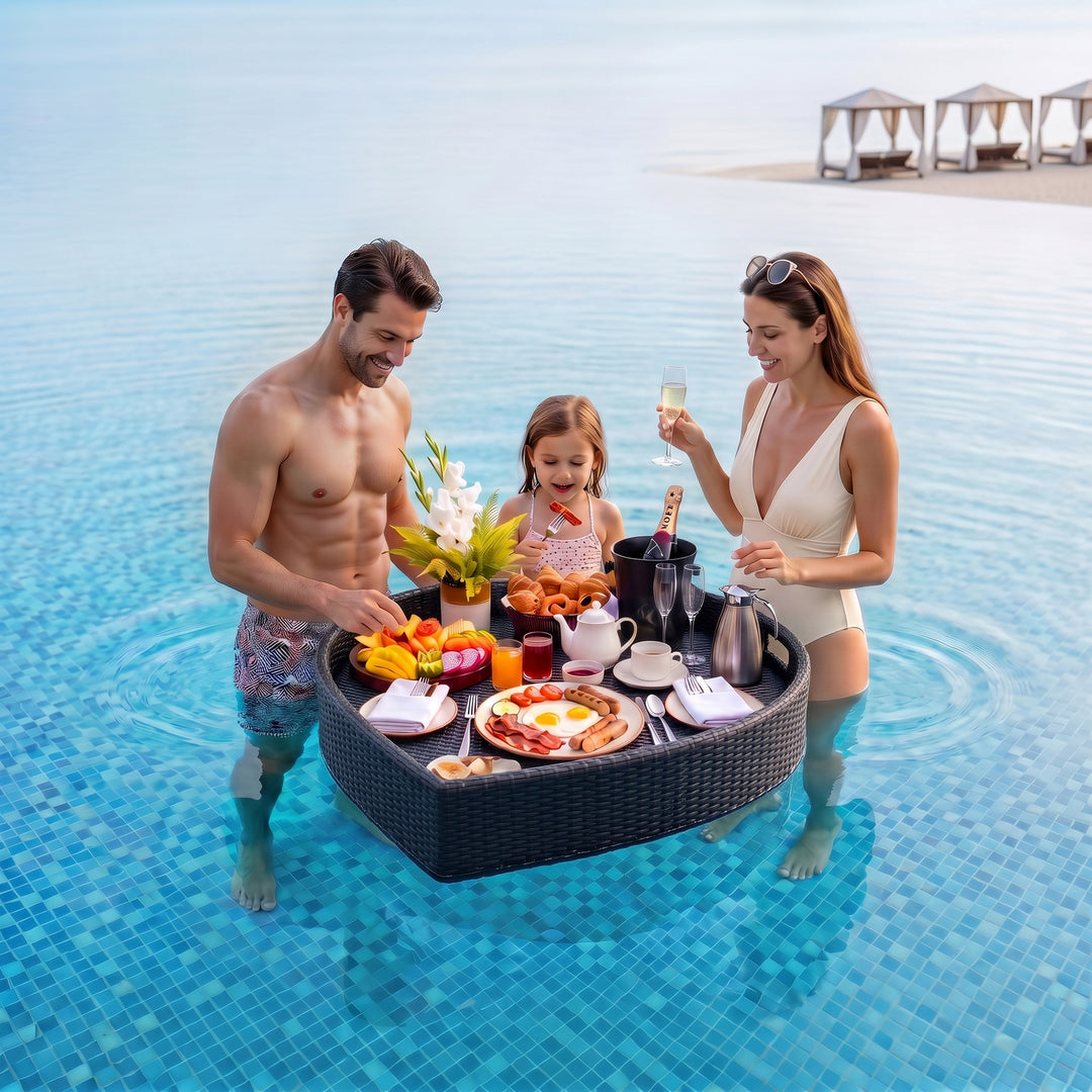 Núria Luxury Floating Serving Tray For Swimming Pool - Black (Heart Shape)
