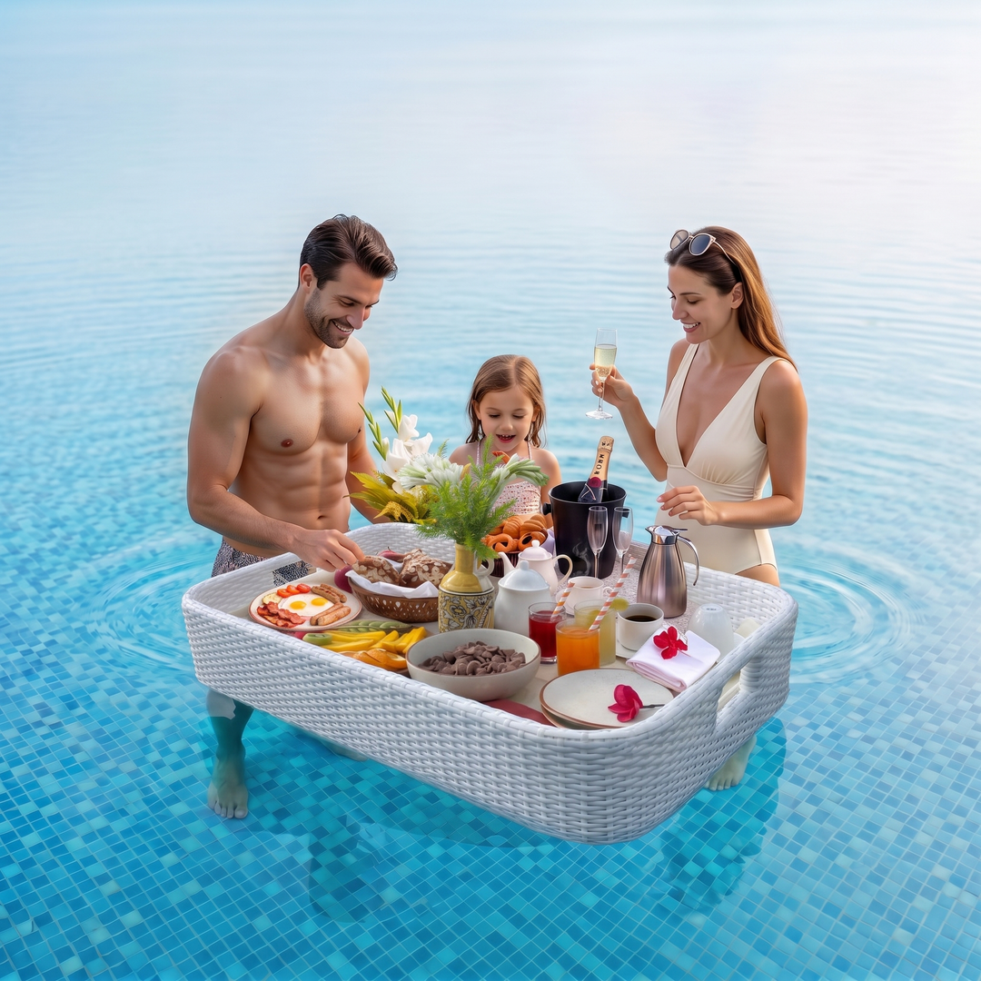 Rocío Luxury Floating Serving Tray For Swimming Pool - White( Rectangle )