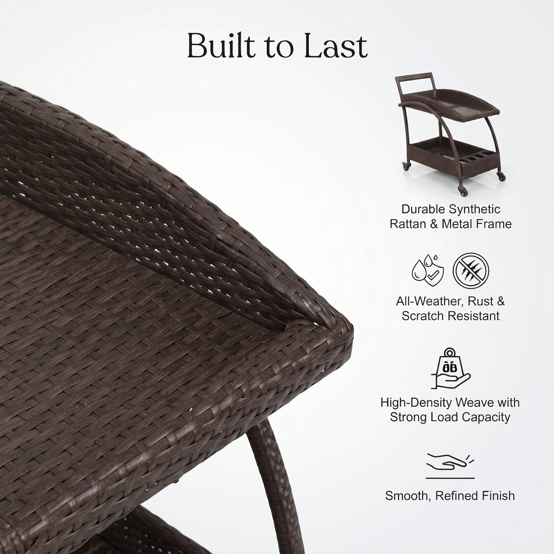 Ivon Outdoor Patio Bar Serving Cart (Brown)