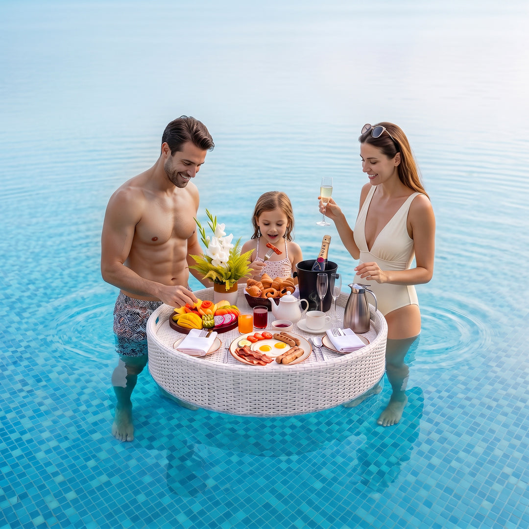 Ken Luxury Floating Serving Tray For Swimming Pool - White ( Round )