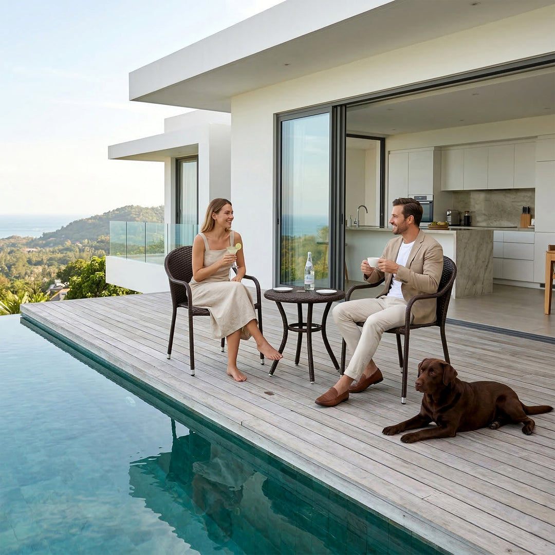 Bovina Outdoor Patio Seating Set 2 Chairs and 1 Table Set (Brown)