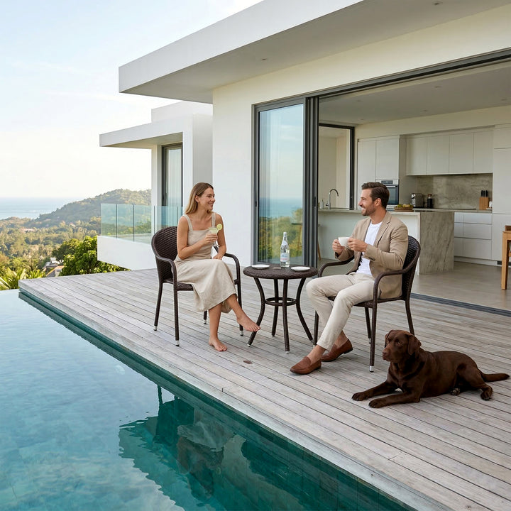 Bovina Outdoor Patio Seating Set 2 Chairs and 1 Table Set (Brown)