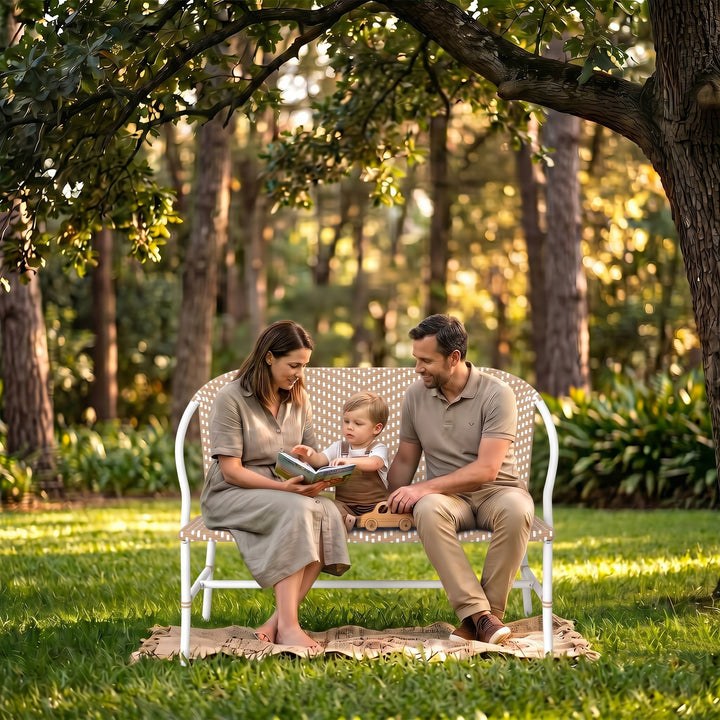 Conti Wicker 2 Seater Garden Bench for Outdoor Park