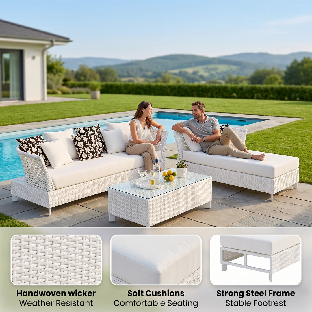 Astrol Outdoor Garden Balcony Sofa Set 3 Seater seater, 1 Double Seater, 1 Single Seater and 1 Center Table  (White)
