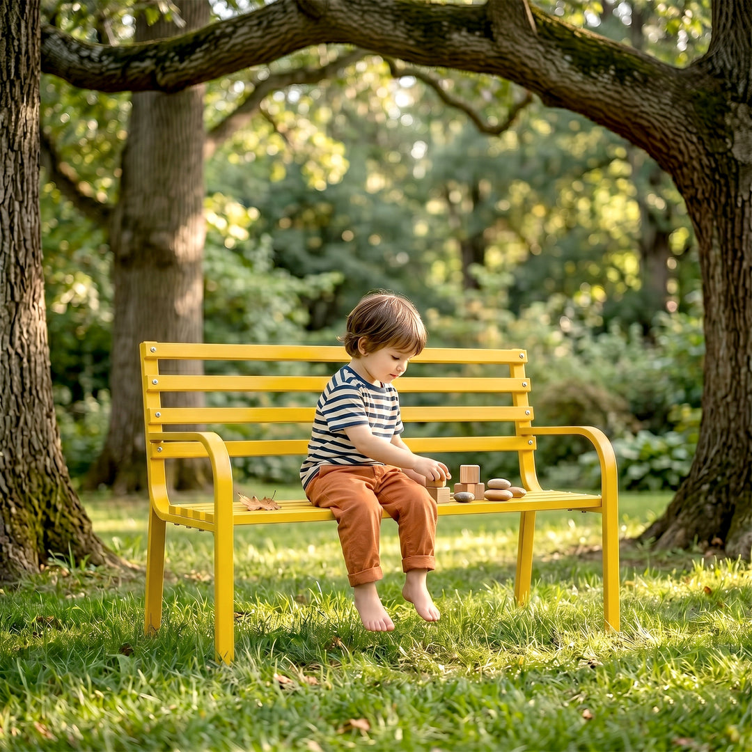 Spic Metal 2 Seater Garden Bench for Outdoor Park - (Yellow)