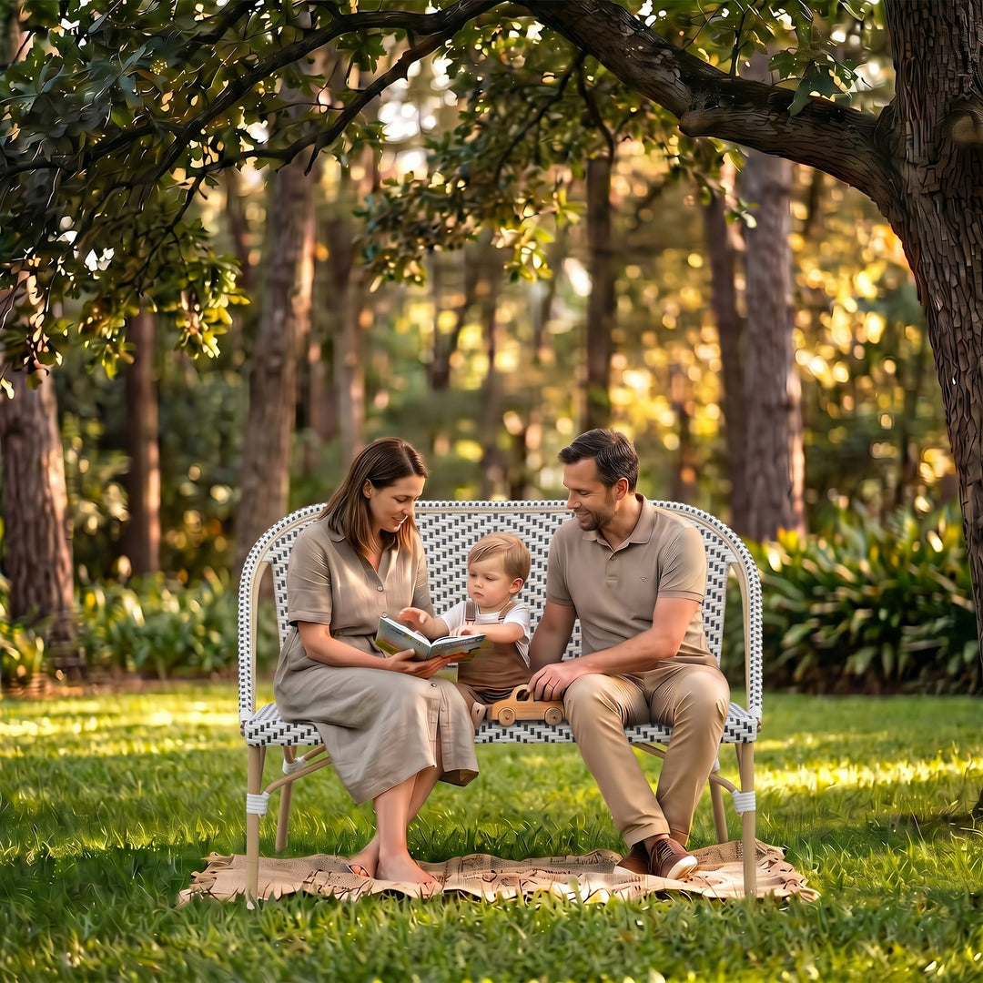 Edoardo Wicker 2 Seater Garden Bench for Outdoor Park