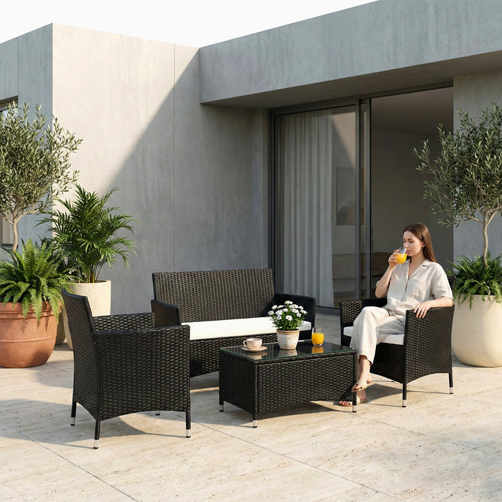 Unico Outdoor Sofa Set 2 Seater , 2 Single seater and 1 Center Table Set (Black)