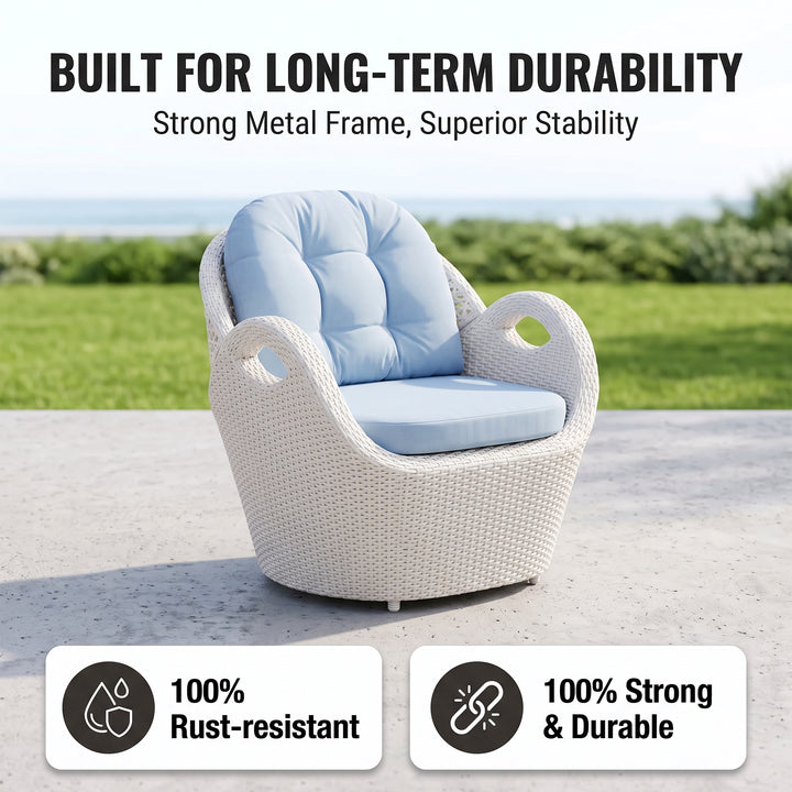 Alush Outdoor Sofa Set 3 Seater , 2 Single seater and 1 Center Table (White)