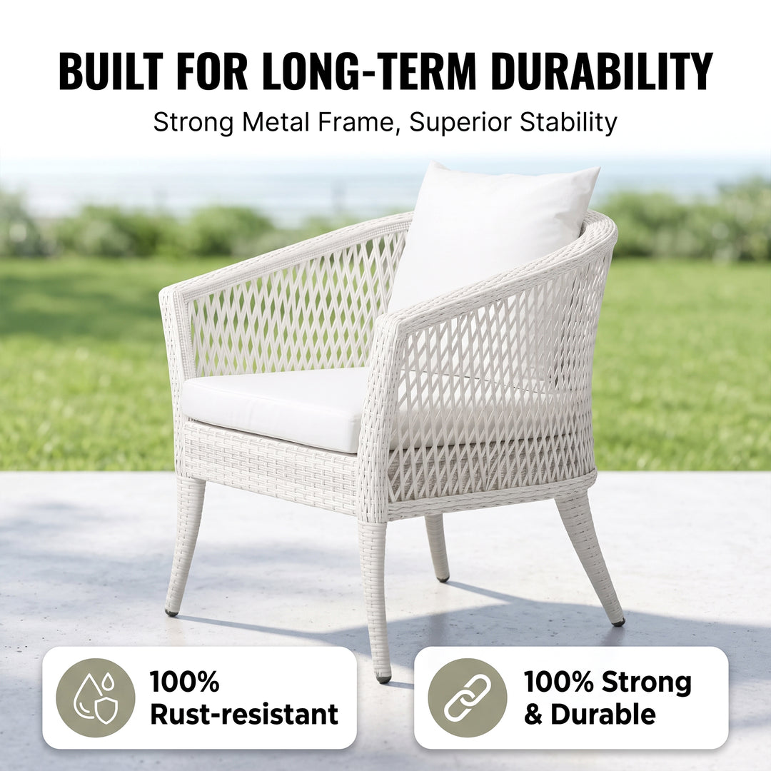 Milok Outdoor Sofa Set 2 Seater, 2 Single seater and 1 Center Table (White)