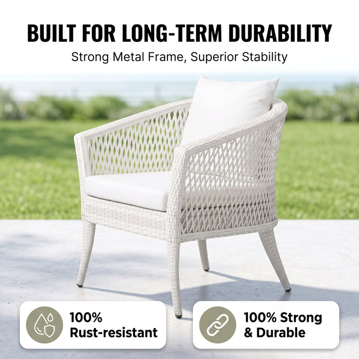 Milok Outdoor Sofa Set 2 Seater, 2 Single seater and 1 Center Table (White)