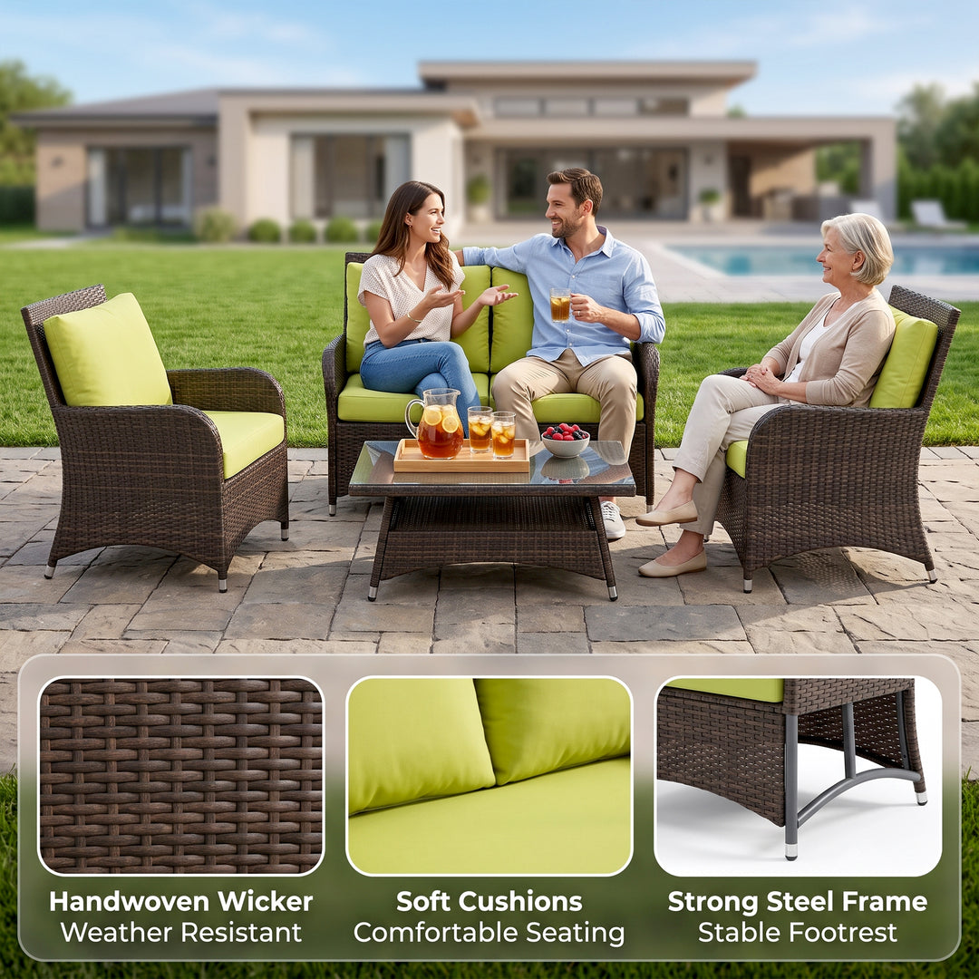 Italo Outdoor Sofa Set 2 Seater , 2 Single seater and 1 Center Table (Brown)