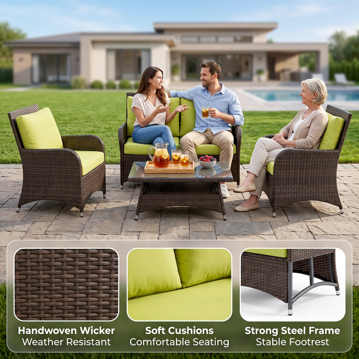 Italo Outdoor Sofa Set 2 Seater , 2 Single seater and 1 Center Table (Brown)