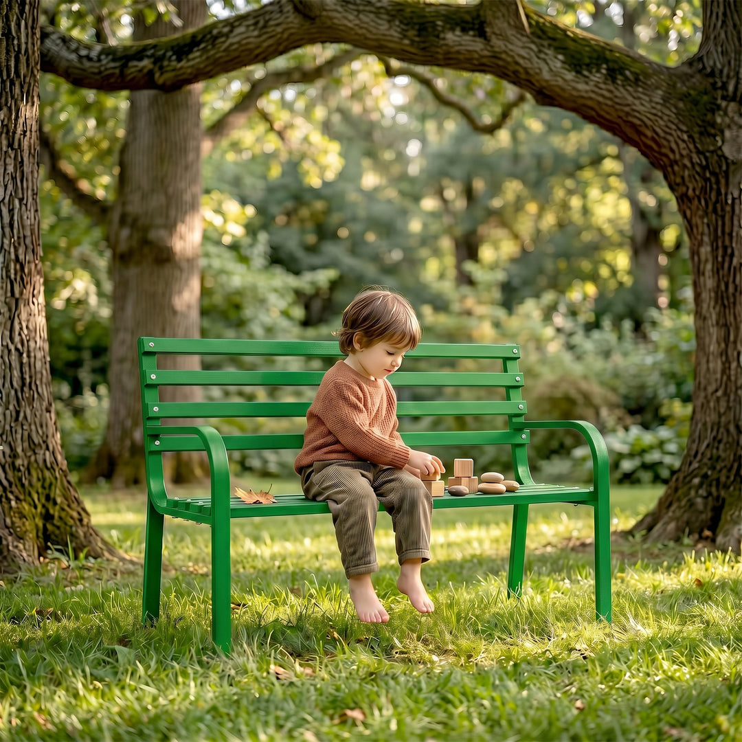 Corp Metal 2 Seater Garden Bench for Outdoor Park - (Green)
