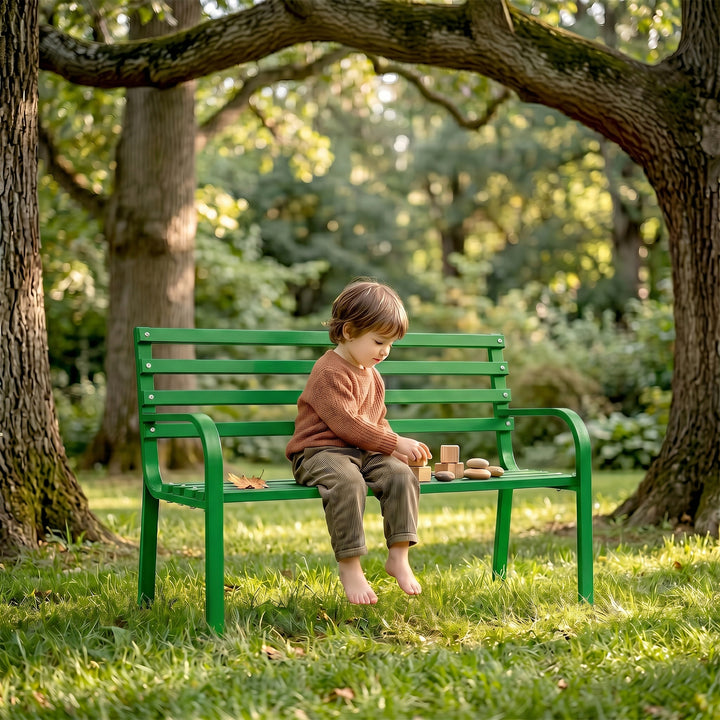 Corp Metal 2 Seater Garden Bench for Outdoor Park - (Green)