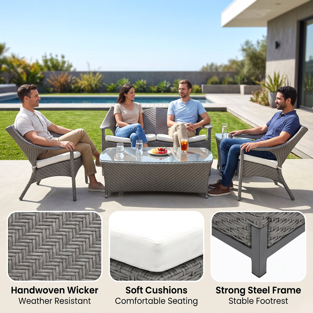 María Outdoor Sofa Set 2 Seater , 2 Single seater and 1 Center Table (Grey)