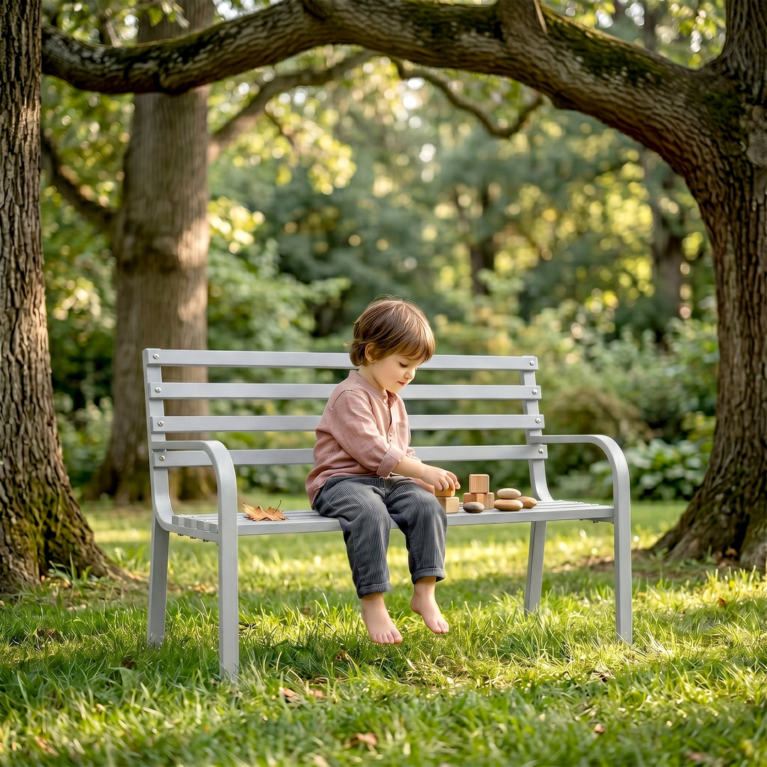 Deco Metal 2 Seater Garden Bench for Outdoor Park - (Grey)