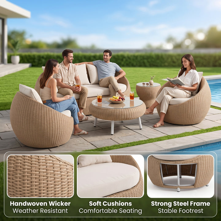 Ignazio Outdoor Sofa Set 3 Seater , 2 Single seater , 1 Side table and 1 Center Table