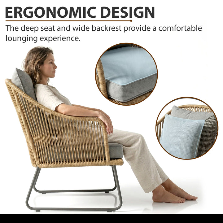 Minto Outdoor Patio Seating Set 2 Chairs and 1 table Set (Tan)