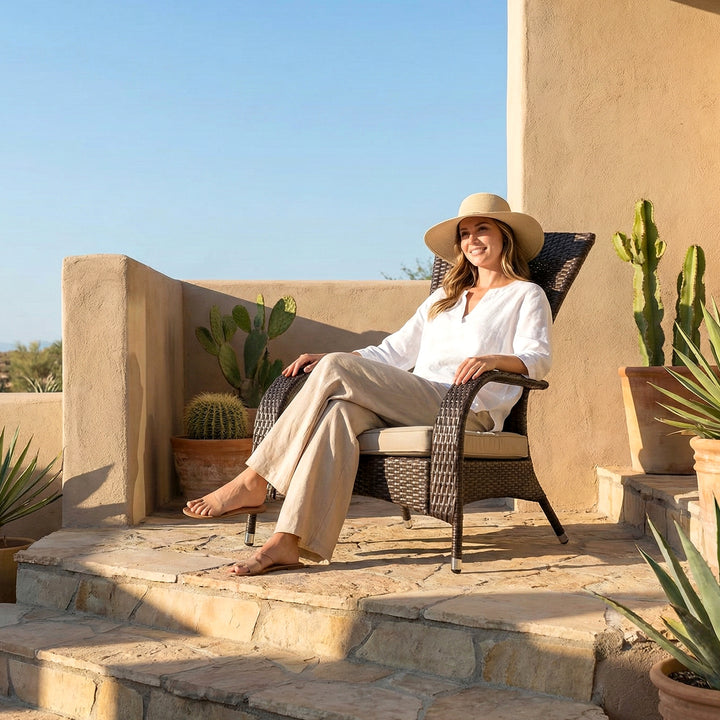 Vivero Outdoor Garden Balcony Single Seater Sofa (Brown)