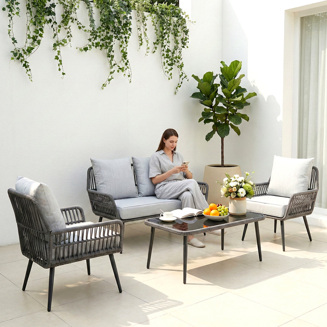 Alveré Outdoor Sofa Set 2 Seater, 2 Single seater and 1 Center Table