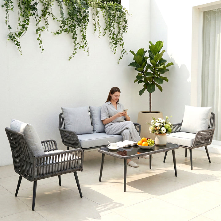 Alveré Outdoor Sofa Set 2 Seater, 2 Single seater and 1 Center Table