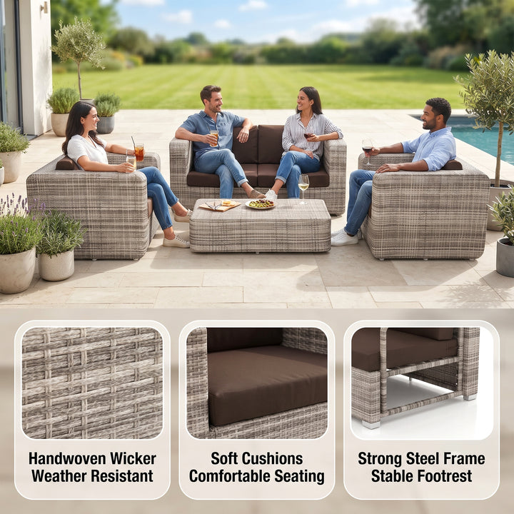 Maso Outdoor Sofa Set 2 Seater + 2 Single seater with 1 Central Table (Seashell)