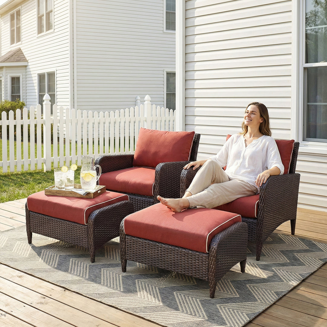 Propria Outdoor Sofa Set  2 Single seater with 2 ottoman  (Brown)