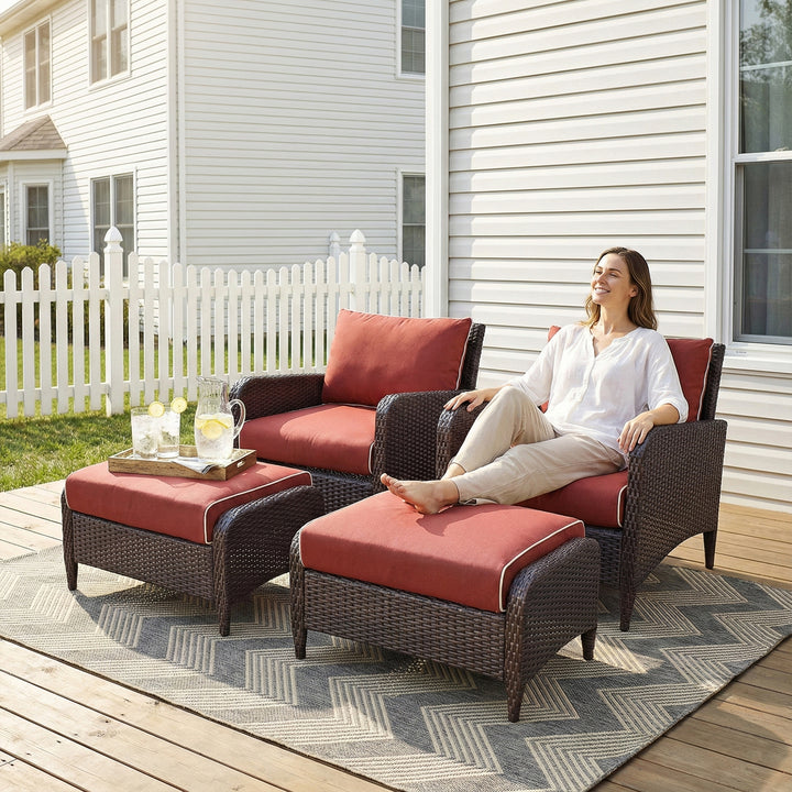 Propria Outdoor Sofa Set  2 Single seater with 2 ottoman  (Brown)