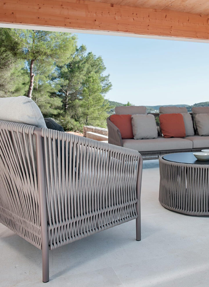 Madaki Outdoor Garden Balcony Sofa Set 3 Seater , 2 Single Seater and 1 Center Table & 1 Side Table Set, Braid & Rope (Grey)