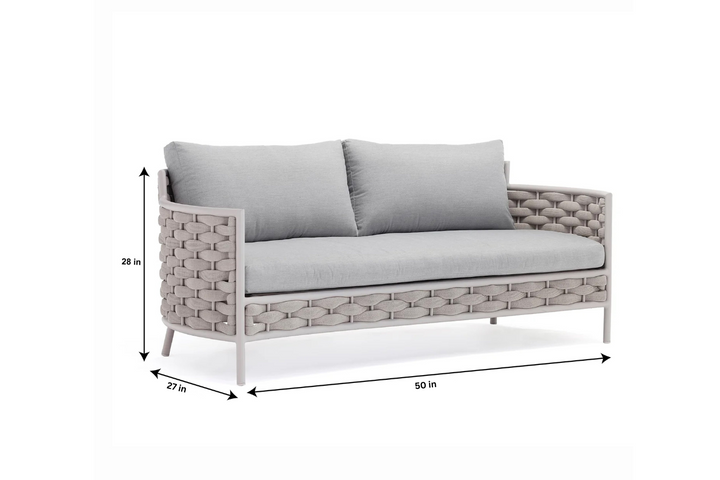 Nivio Outdoor Garden Balcony Sofa Set 2 Seater, 2 Single seater and 1 Center Table Set ( Biege) Braid & Rope