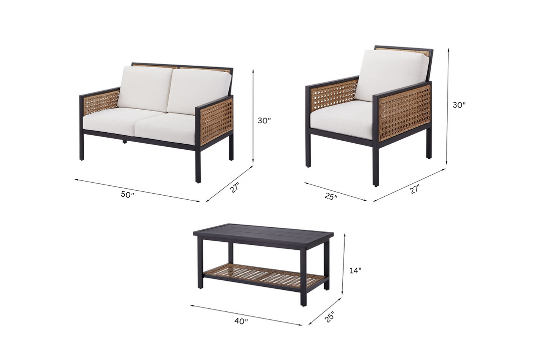 Vizoly Outdoor Garden Balcony Sofa Set  2 Seater, 2 Single seater and 1 Center Table Set (Brown)