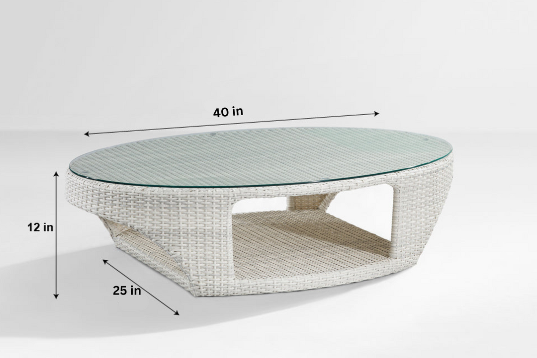 Zibra Outdoor Garden Balcony Sofa Set 2 Seater , 2  Single Seater 1 Center Table With Side Table  Set (White)